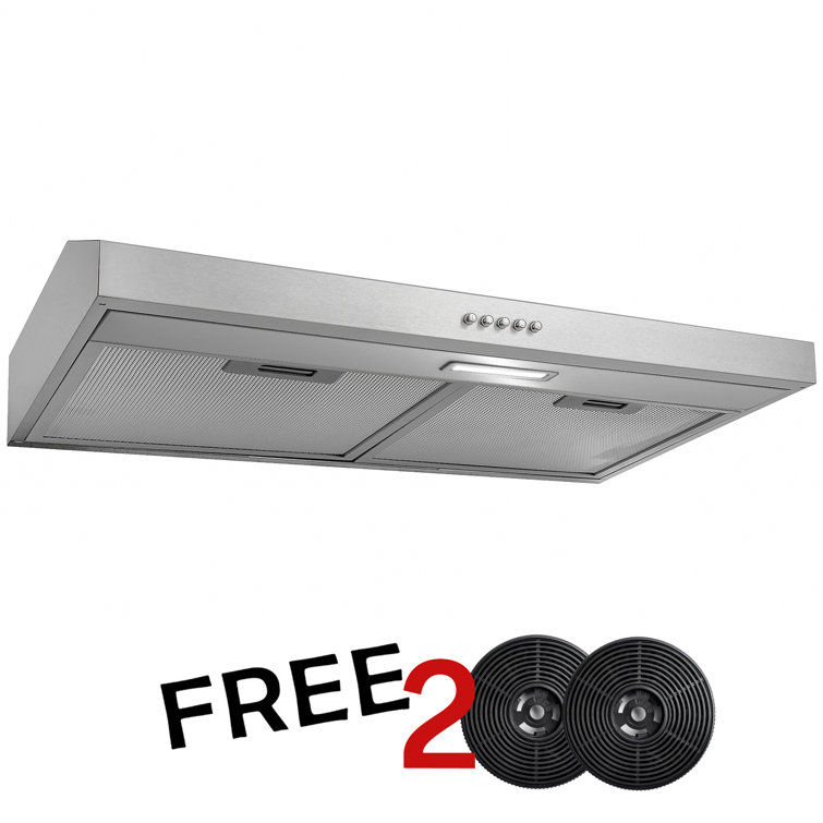 30-Inch Convertible Stainless Steel Under Cabinet Range Hood with Charcoal Filters
