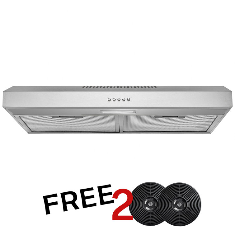 30-Inch Convertible Stainless Steel Under Cabinet Range Hood with Charcoal Filters