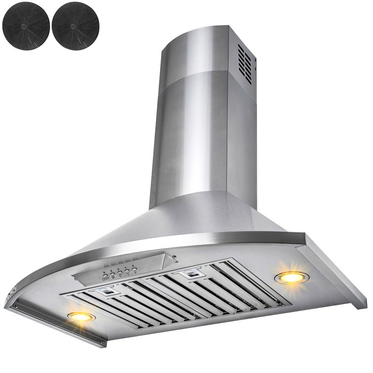 30-Inch Stainless Steel Convertible Wall Mount Range Hood with LED Lights