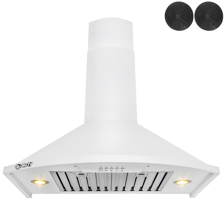 30-Inch White Painted Stainless Steel Convertible Wall Mount Range Hood