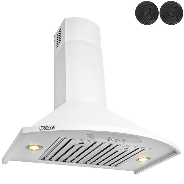 30-Inch White Painted Stainless Steel Convertible Wall Mount Range Hood