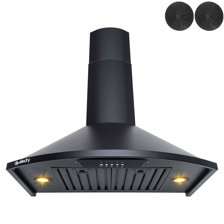 30-Inch Black Stainless Steel Convertible Wall Mount Range Hood