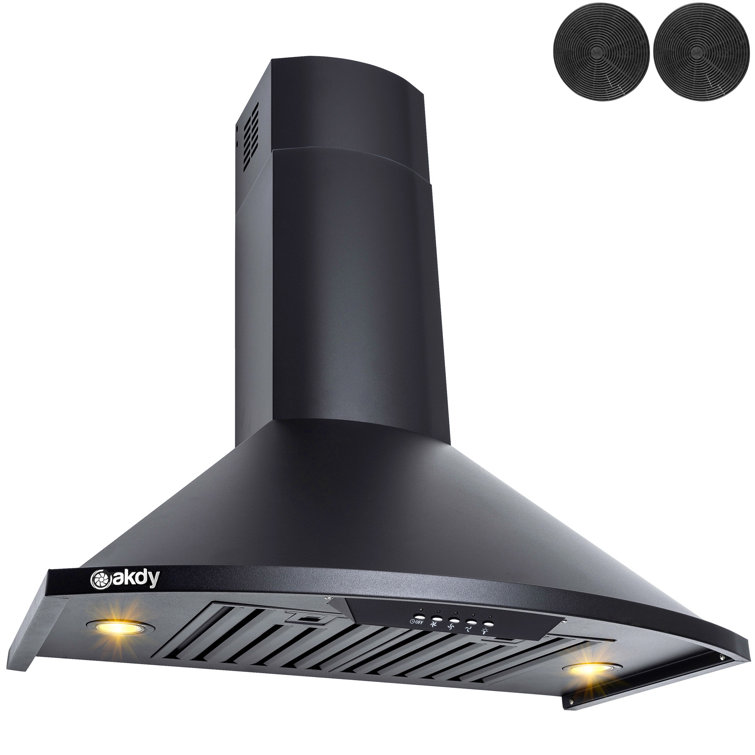 30-Inch Black Stainless Steel Convertible Wall Mount Range Hood
