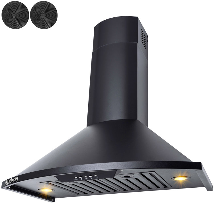 30-Inch Black Stainless Steel Convertible Wall Mount Range Hood