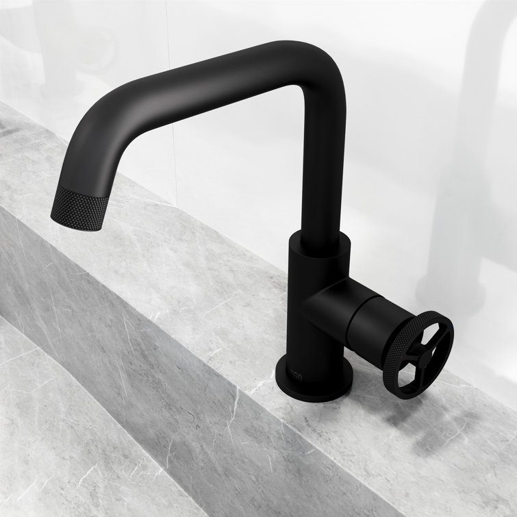 Cass 9'' High Aerodynamic Wheel Handle Matte Black Bathroom Faucet
