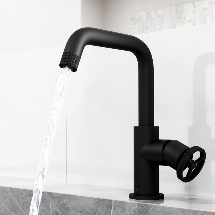 Cass 9'' High Aerodynamic Wheel Handle Matte Black Bathroom Faucet