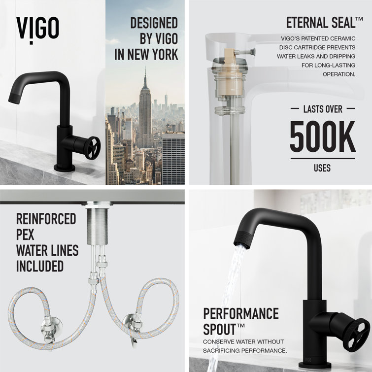 Cass 9'' High Aerodynamic Wheel Handle Matte Black Bathroom Faucet