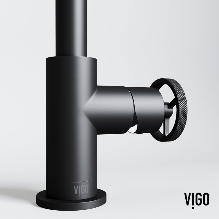 Cass 9'' High Aerodynamic Wheel Handle Matte Black Bathroom Faucet
