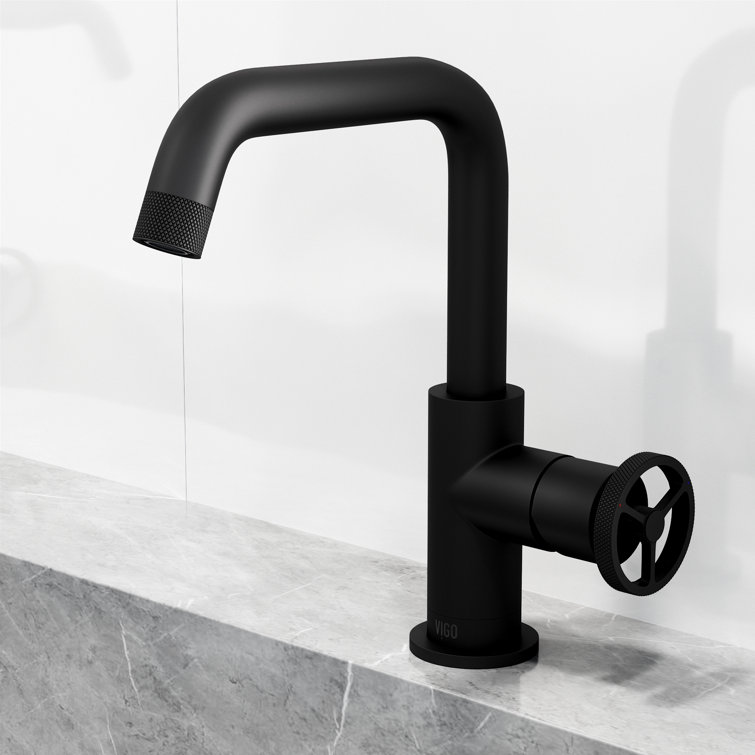 Cass 9'' High Aerodynamic Wheel Handle Matte Black Bathroom Faucet