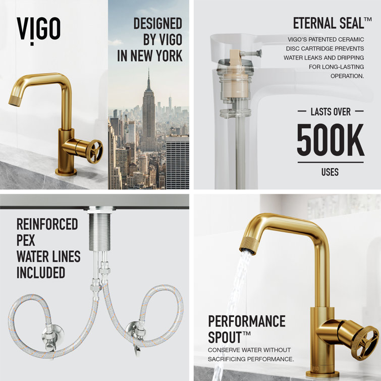 Cass 9'' High Single Handle Chrome Bathroom Faucet with Diamond Knurling