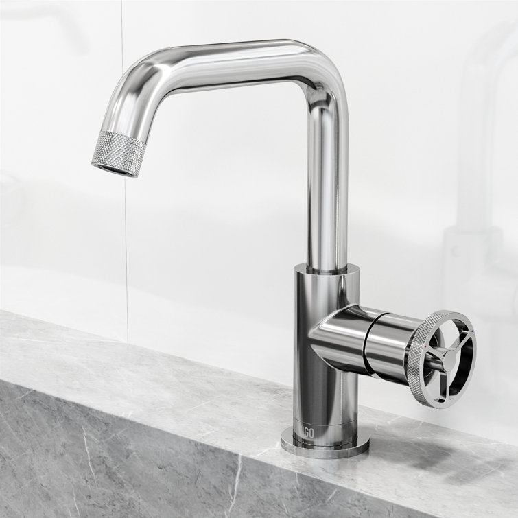 Cass Aerodynamic Wheel Handle Chrome Bathroom Faucet