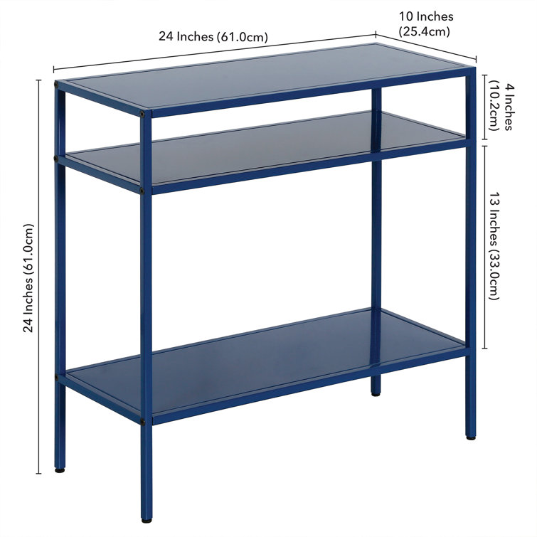 Mykonos Blue Steel Rectangular End Table with Shelves