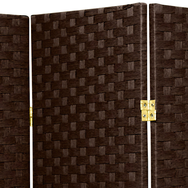 Dark Mocha 7 Ft Tall Woven Fiber Folding Room Divider with 6 Panels