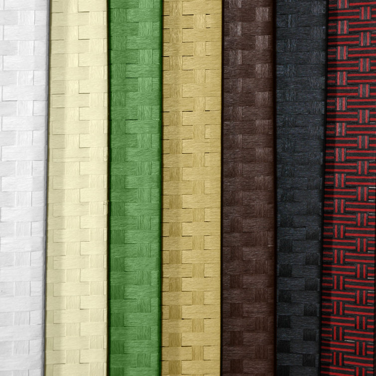 Red and Black 7 Ft Tall Woven Fiber 8-Panel Room Divider