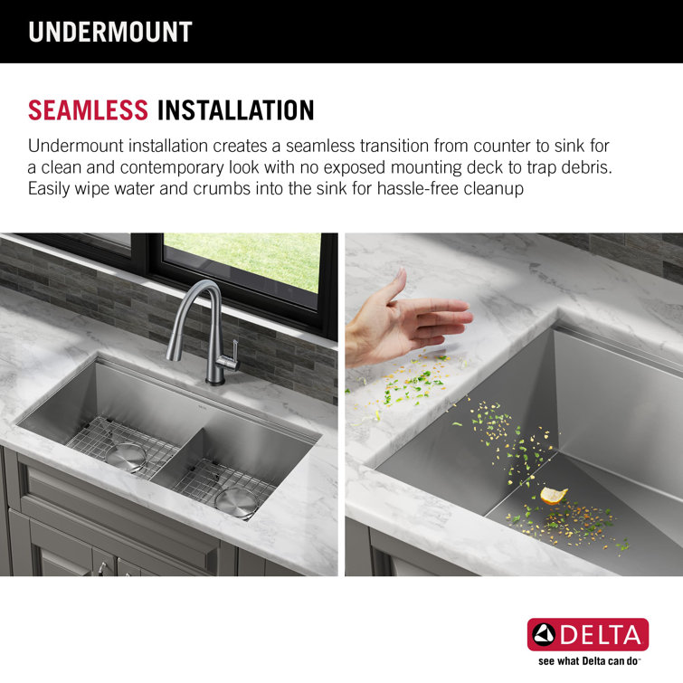 Delta Rivet 33" Stainless Steel Workstation Kitchen Sink with Accessories