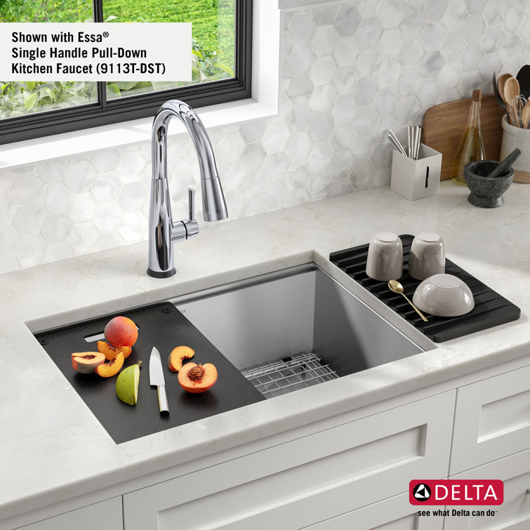Delta Rivet 27" Stainless Steel Workstation Kitchen Sink with WorkFlow Ledge