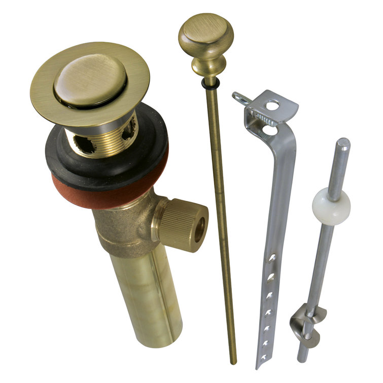 Brushed Brass Pop-Up Bathroom Sink Drain with Overflow