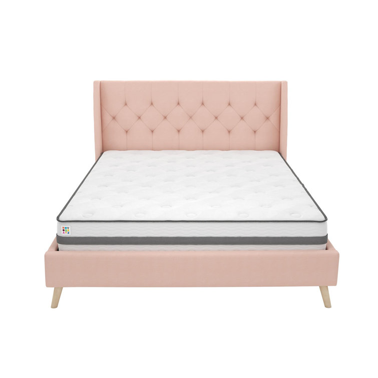 Elegant Gray Linen Upholstered Queen Platform Bed with Tufted Headboard