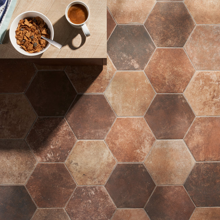 Vesuvius 8" Hexagon Matte Terracotta Porcelain Tile