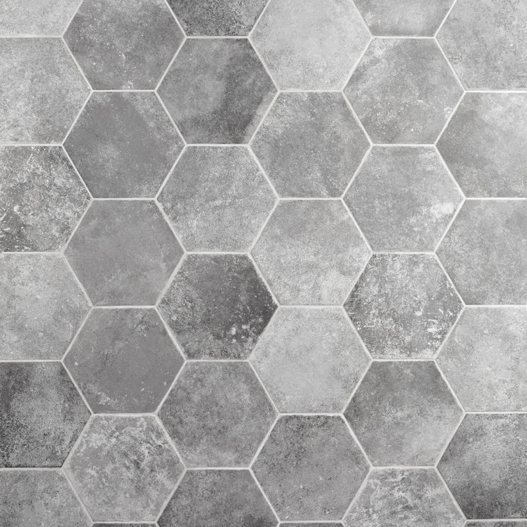 Gray Hexagon Matte Porcelain Floor and Wall Tile