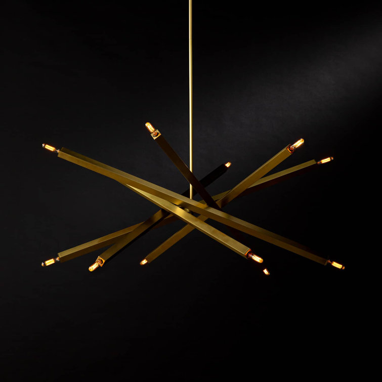 Elegant Sputnik 12-Light Chandelier in Natural Brass