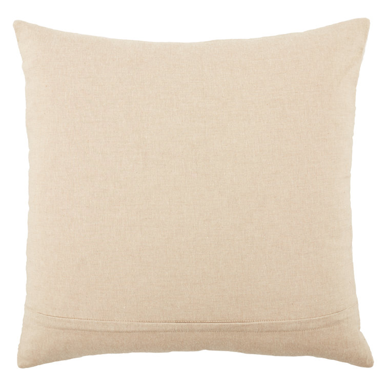 Ivory Embroidered Cotton Velvet Square Pillow with Down Insert