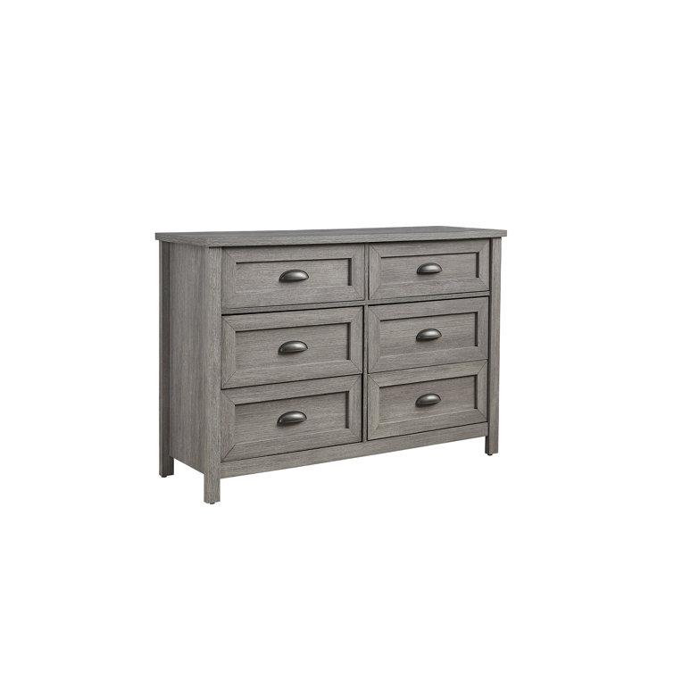 Light Slate Gray 6-Drawer Horizontal Dresser