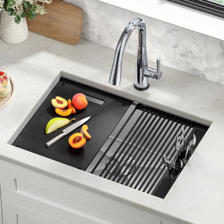 Delta Rivet 27" Stainless Steel Workstation Kitchen Sink with WorkFlow Ledge