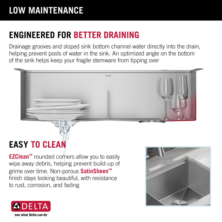 Delta Rivet 33" Stainless Steel Workstation Kitchen Sink with Accessories