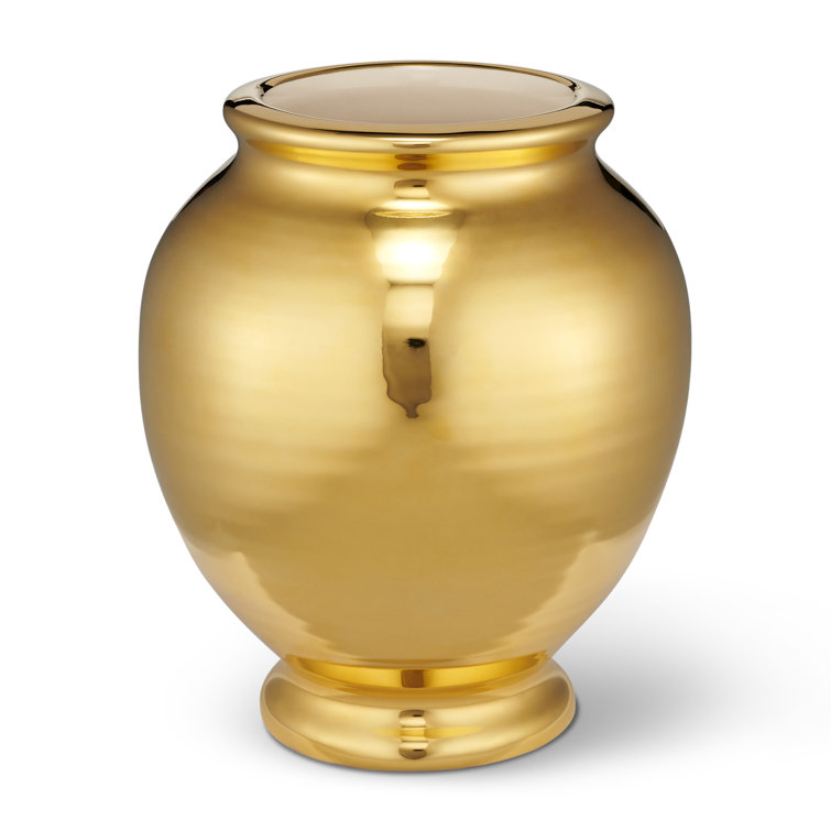 Handcrafted Gold Ceramic Round Table Vase