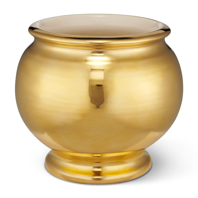 Gold and Green Urn Shape Planter with Lid