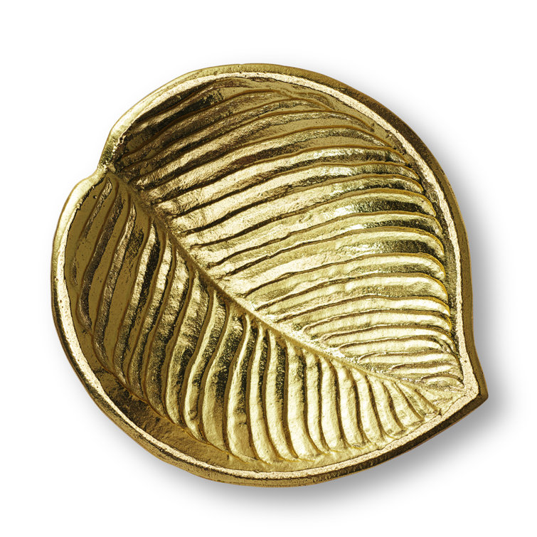 Emilia Gold Leaf-Shaped Brass Decorative Plate
