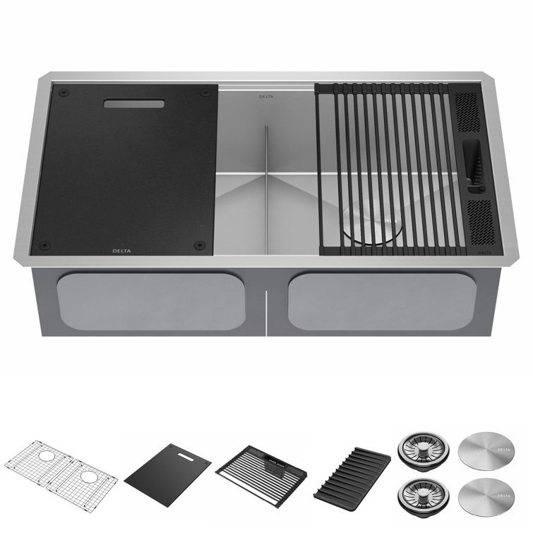 Delta Rivet 33" Stainless Steel Workstation Kitchen Sink with Accessories