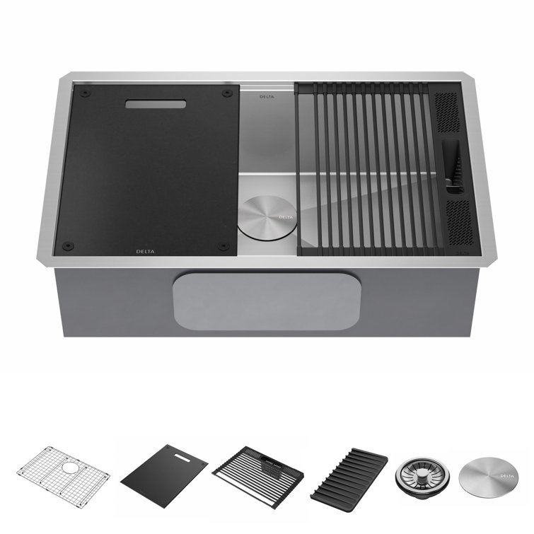 Delta 30-Inch Stainless Steel Workstation Undermount Kitchen Sink