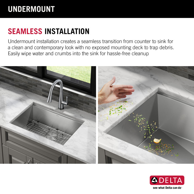 Delta Rivet 27" Stainless Steel Workstation Kitchen Sink with WorkFlow Ledge