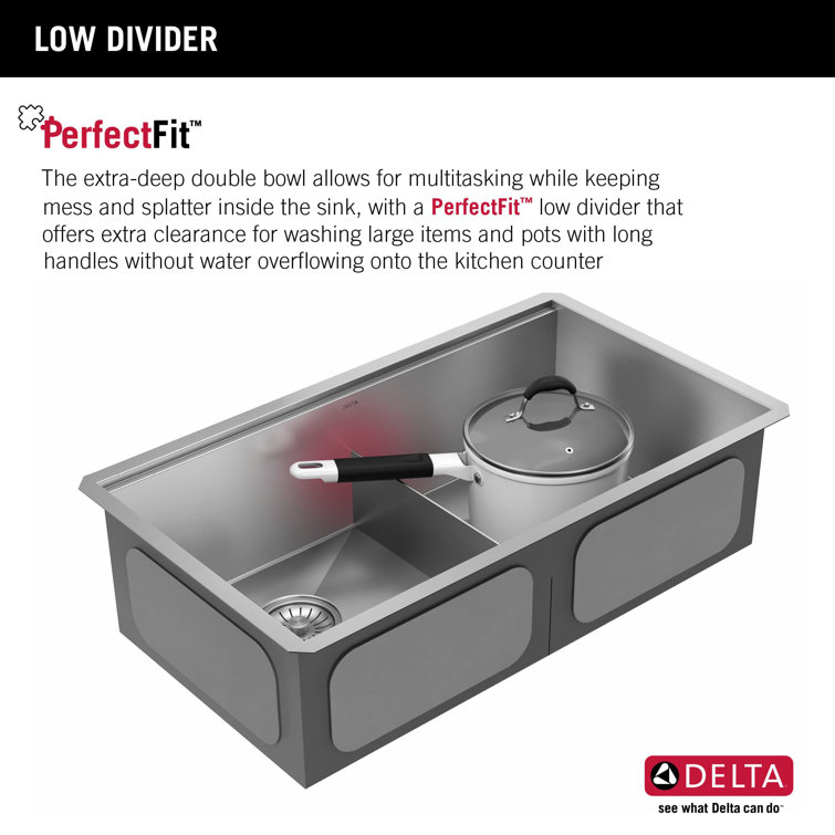 Delta Rivet 33" Stainless Steel Workstation Kitchen Sink with Accessories
