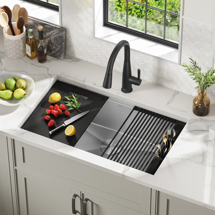 Delta 32-Inch Stainless Steel Workstation Undermount Kitchen Sink