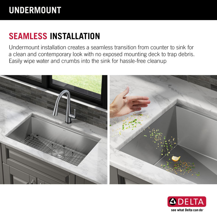 Delta 32-Inch Stainless Steel Workstation Undermount Kitchen Sink
