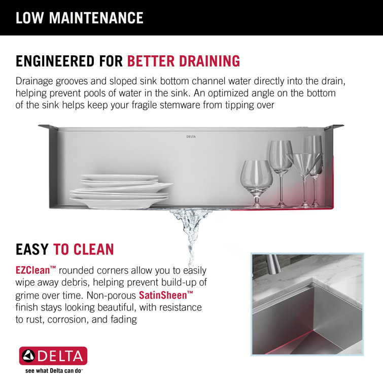 Delta 32-Inch Stainless Steel Workstation Undermount Kitchen Sink
