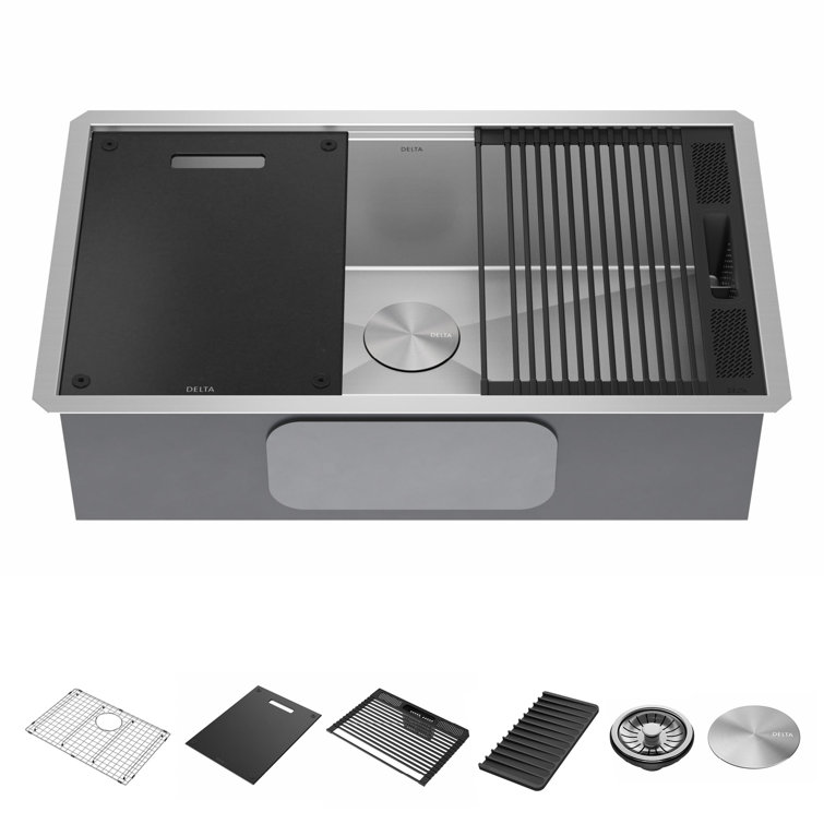 Delta 32-Inch Stainless Steel Workstation Undermount Kitchen Sink