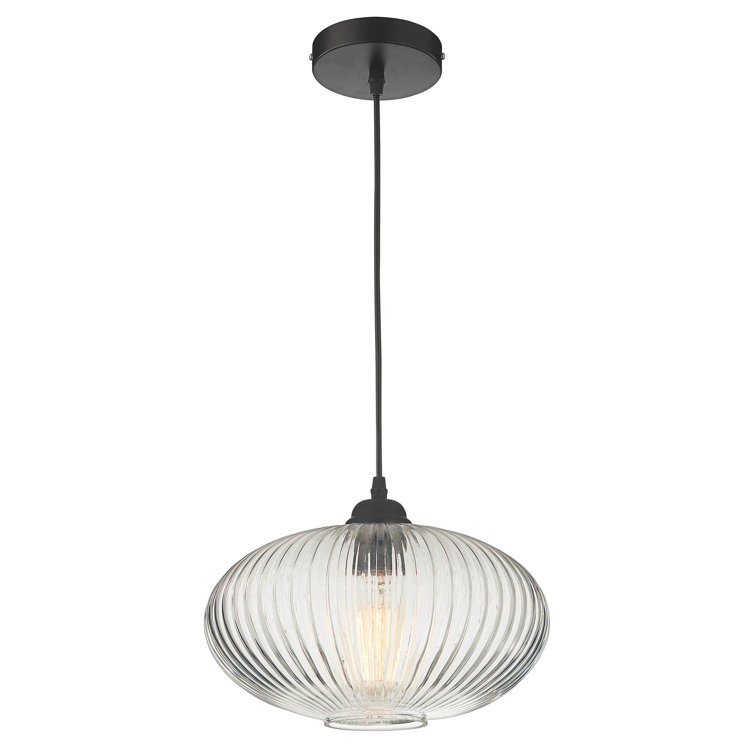 Modern Matte Black Globe Pendant Light with Clear Glass Shade