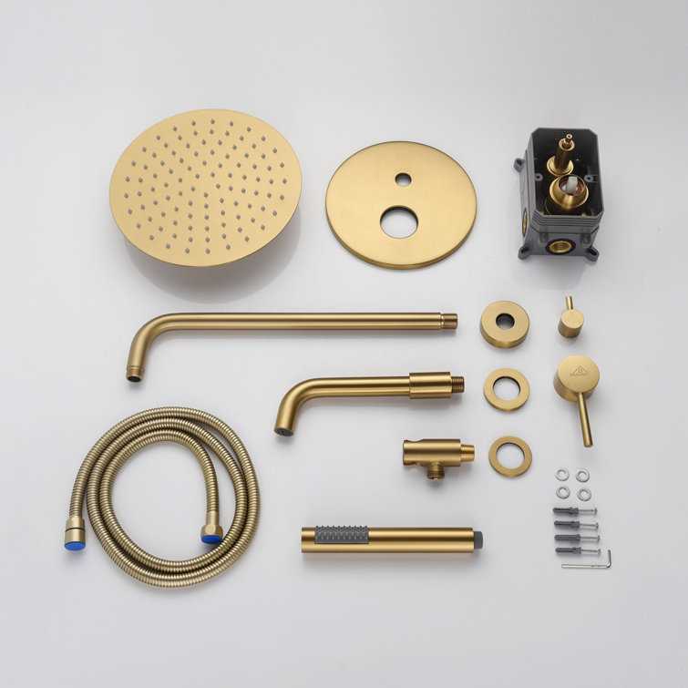 Brushed Gold Large Round Multi-Head Rain Shower System