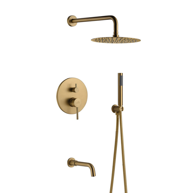 Brushed Gold Large Round Multi-Head Rain Shower System