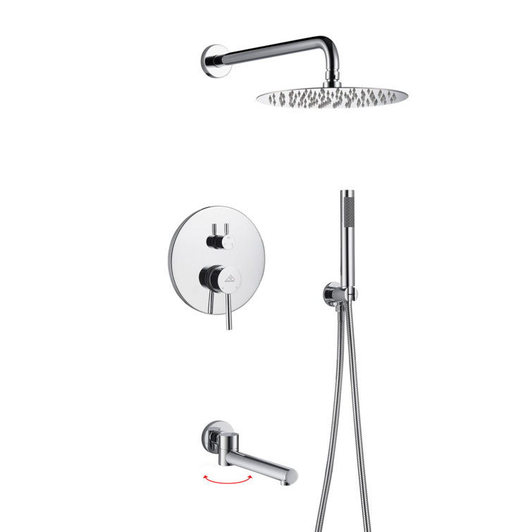 Brushed Gold Dual Rain Shower System with Handheld Spray
