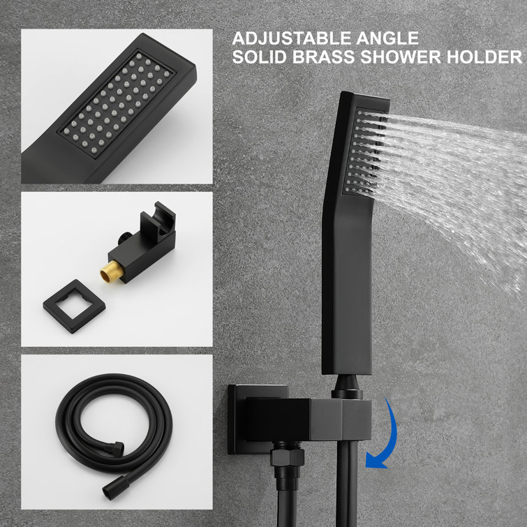 Matte Black Multi-Function Wall Mounted Shower System with Handheld