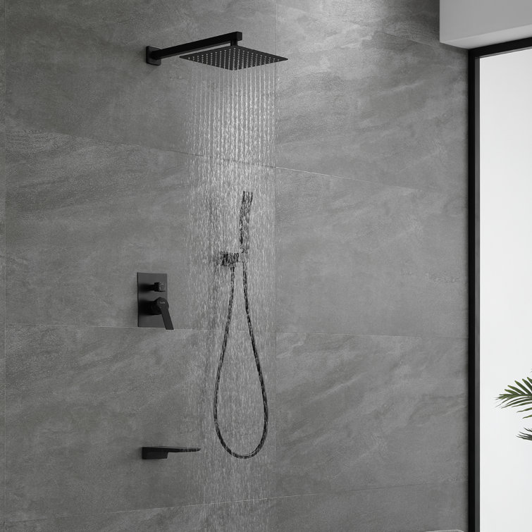 Matte Black Multi-Function Wall Mounted Shower System with Handheld