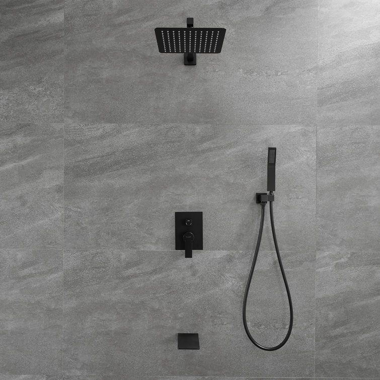 Matte Black Multi-Function Wall Mounted Shower System with Handheld
