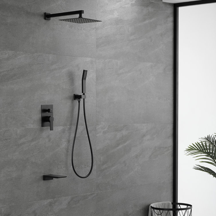 Matte Black Multi-Function Wall Mounted Shower System with Handheld