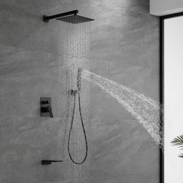 Matte Black Multi-Function Wall Mounted Shower System with Handheld