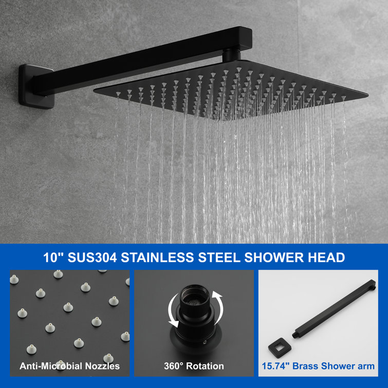 Matte Black Multi-Function Wall Mounted Shower System with Handheld